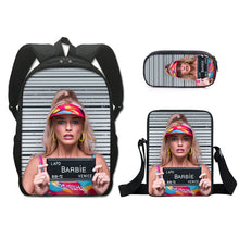 Load image into Gallery viewer, Barbie printed backpack three piece set AB2135