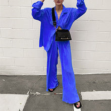 Load image into Gallery viewer, solid color drape pleated two-piece set AY3584