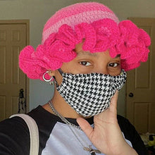 Load image into Gallery viewer, Adult lace beanie hat fashion and versatile ruffle pullover hat AE4147