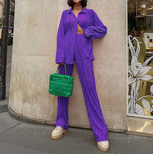 Load image into Gallery viewer, solid color drape pleated two-piece set AY3584