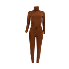 Load image into Gallery viewer, Solid color high collar casual two-piece suit(AY1422)
