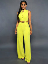 Load image into Gallery viewer, Round neck sleeveless jumpsuit with belt AY1148