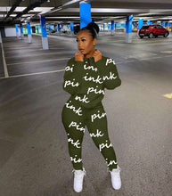 Load image into Gallery viewer, Fashion printed letter sweatshirt fabric sports suit(AY1290