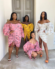 Load image into Gallery viewer, Sexy Print Smocked Puff Sleeve Dress(AY1738)