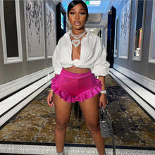 Load image into Gallery viewer, Pleated ruffled Laser Glass Floral Mini shorts AY1928