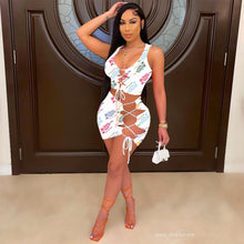 Load image into Gallery viewer, Letter printing sexy two-piece suit AR2117