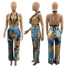 Load image into Gallery viewer, Sexy Printed Fringe Two Piece Set(AY1824)
