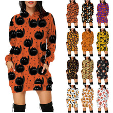 Load image into Gallery viewer, Halloween hooded long sleeve dress(AY1401)