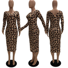 Load image into Gallery viewer, Sexy Leopard Deep V Dress(AY1736)