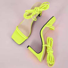 Load image into Gallery viewer, Fluorescent color strappy chunky heels(HPSD181)
