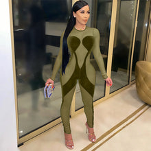 Load image into Gallery viewer, Gold velvet mesh long-sleeved jumpsuit(AY1455)