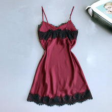 Load image into Gallery viewer, Sexy V-neck Lace Trim Sling Nightdress(AY1604)