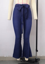 Load image into Gallery viewer, High Waist Micro Stretch Lace Up Flare Jeans