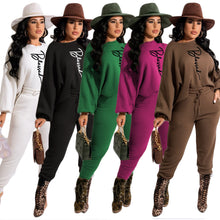 Load image into Gallery viewer, Letter puff sleeve two-piece suit(AY1602)