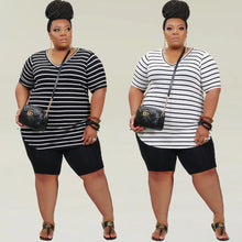 Load image into Gallery viewer, Plus size women's striped casual suit AY1127