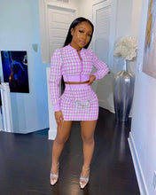 Load image into Gallery viewer, Threaded long sleeve hip skirt set