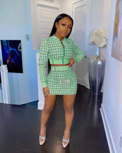 Load image into Gallery viewer, Threaded long sleeve hip skirt set