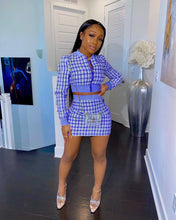 Load image into Gallery viewer, Threaded long sleeve hip skirt set