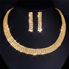 Load image into Gallery viewer, Luxury golden rhinestone necklace earring set(AE4076)
