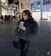 Load image into Gallery viewer, Hot sale lapel faux fur short coat(AY1356)