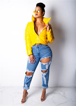 Load image into Gallery viewer, Shiny short cotton jacket