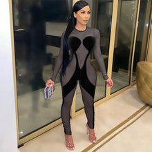 Load image into Gallery viewer, Gold velvet mesh long-sleeved jumpsuit(AY1455)