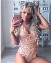 Load image into Gallery viewer, Hot selling sling lace stitching bodysuit