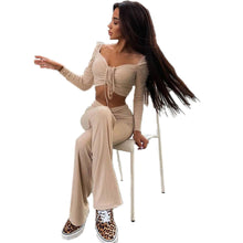 Load image into Gallery viewer, Fashion Square Neck T-Shirt Pants Set