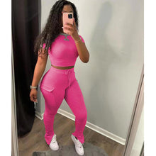 Load image into Gallery viewer, Slim-fit T-shirt high waist split suit AY1178