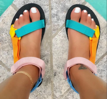Load image into Gallery viewer, Colorblock printed beach sandals for summer