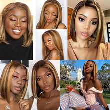 Load image into Gallery viewer, Human hair piano color T-shaped hand-woven lace wig(AH5028)