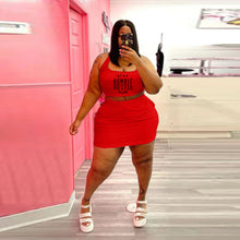 Load image into Gallery viewer, Plus size letter print casual skirt suit AY1140