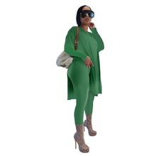Load image into Gallery viewer, Solid color mid-length slit long-sleeved trousers suit(AY1297)