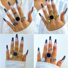 Load image into Gallery viewer, Personality Rhinestone Letter Chain Ring Set(AE4088)