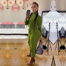 Load image into Gallery viewer, Solid color high collar casual two-piece suit(AY1422)