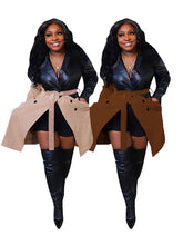 Load image into Gallery viewer, PU stitching long windbreaker jacket(AY1632)