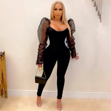 Load image into Gallery viewer, Solid color net yarn bubble pile sleeves jumpsuit(AY1240)