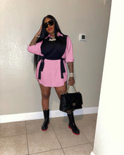 Load image into Gallery viewer, Contrast Color Tank Top Shirt Dress Two Piece Set(AY1878)