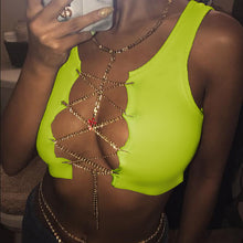 Load image into Gallery viewer, Sexy Metal Chain Cropped Tank Top T-Shirt(AY1832)