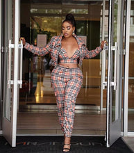 Load image into Gallery viewer, Plaid sling coat pants suit(AY1630)