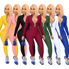 Load image into Gallery viewer, Fashion solid color zipper jumpsuit(AY1241)