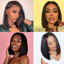 Load image into Gallery viewer, Human hair natural color BOBO head wig mid-point short straight hair(AH5030)