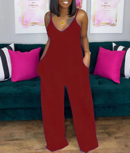 Load image into Gallery viewer, Printed deep V loose jumpsuit AY1130