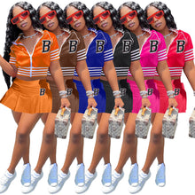 Load image into Gallery viewer, Fashion Letter Print Baseball Uniform Sports Skirt Set(AY1802)