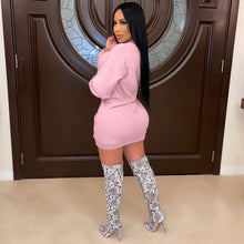 Load image into Gallery viewer, Big V-neck sweater dress + vest two-piece suit(AY1492)