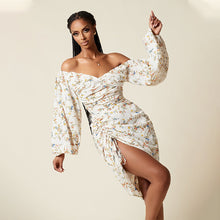 Load image into Gallery viewer, Sexy Print Smocked Puff Sleeve Dress(AY1738)