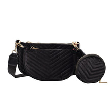 Load image into Gallery viewer, Fashion velvet embroidery diagonal bag three-piece set(AB2058)