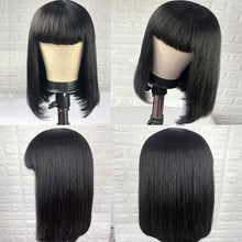 Load image into Gallery viewer, Human hair bob bangs natural wig(AH5038)