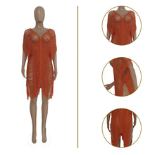 Load image into Gallery viewer, Solid casual tassel hollowed out T-shirt AY1935