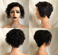 Load image into Gallery viewer, Human hair T-left split hand woven curly small volume wigs(AH5035)